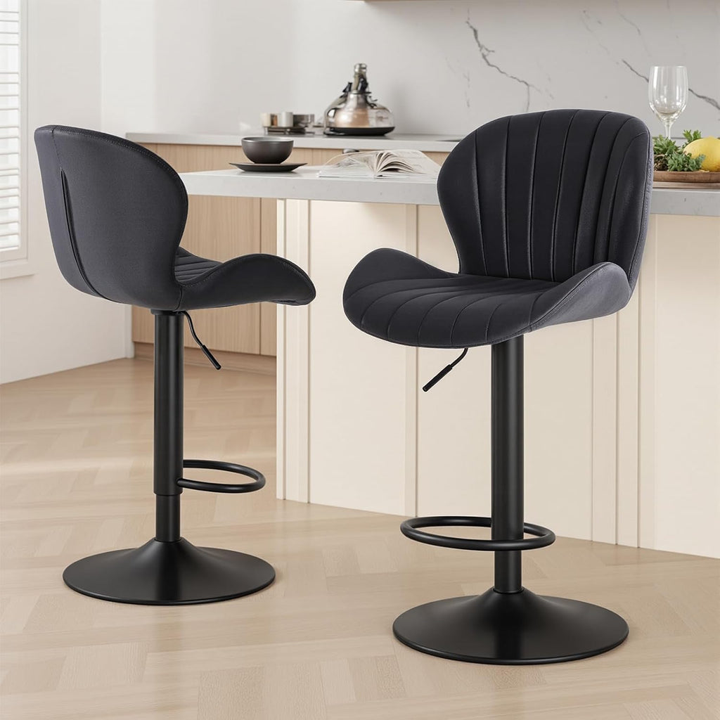 Fabric Swivel Adjustable Bar Stool Set