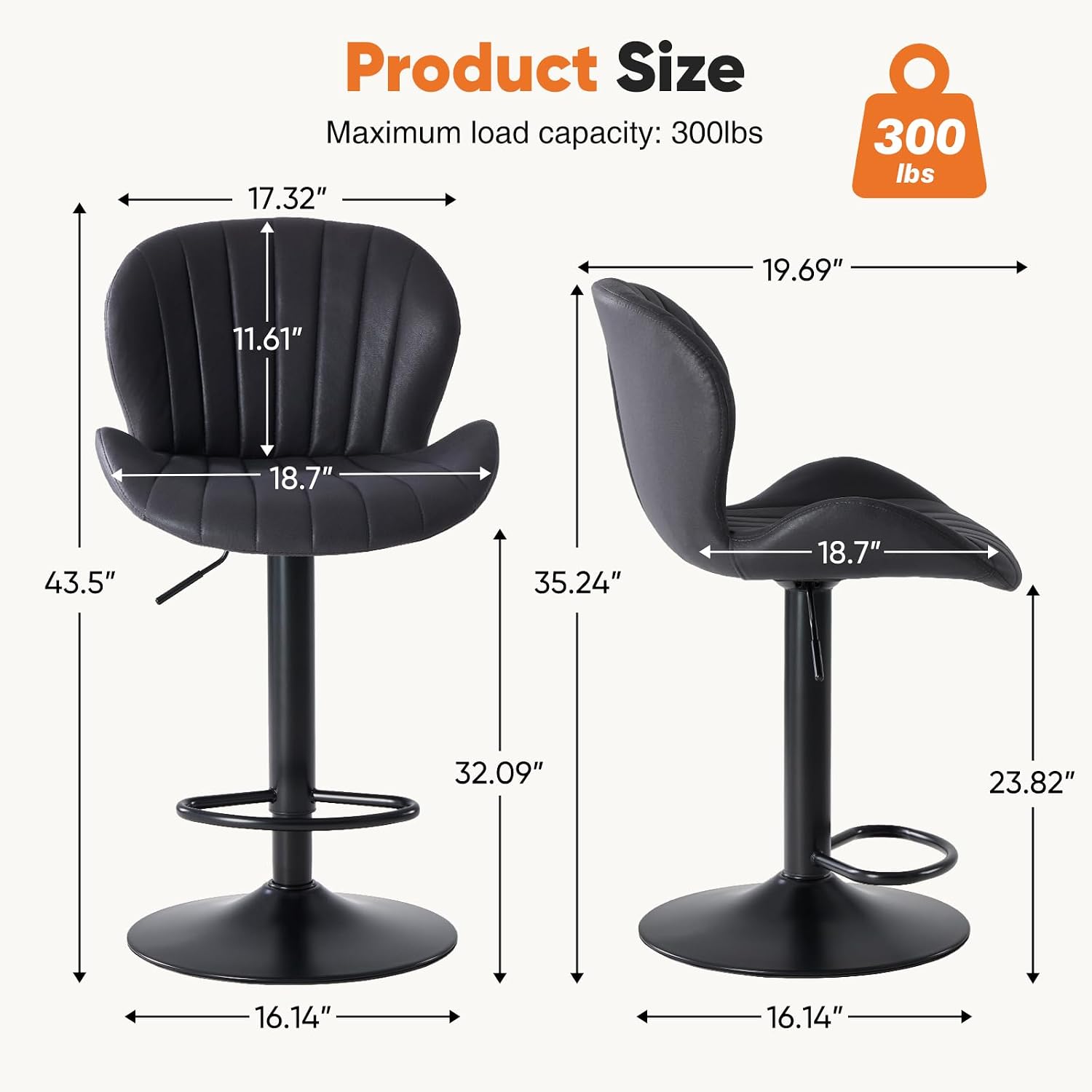 Fabric Swivel Adjustable Bar Stool Set