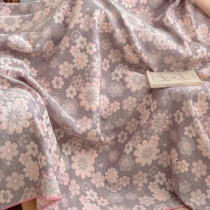 Floral Cotton Muslin King Bed Blanket