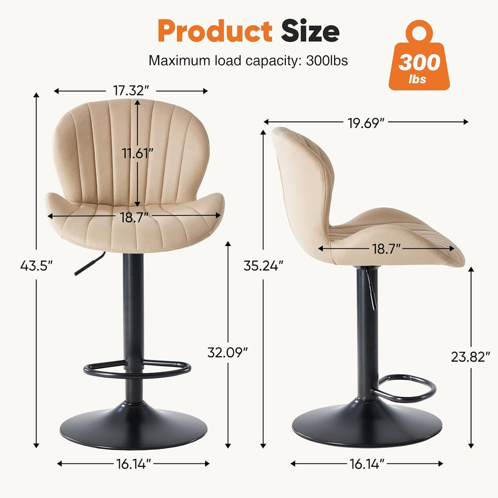 Fabric Swivel Adjustable Bar Stool Set