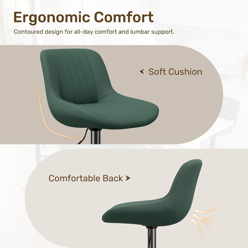 Green Swivel Adjustable Bar Stool Set
