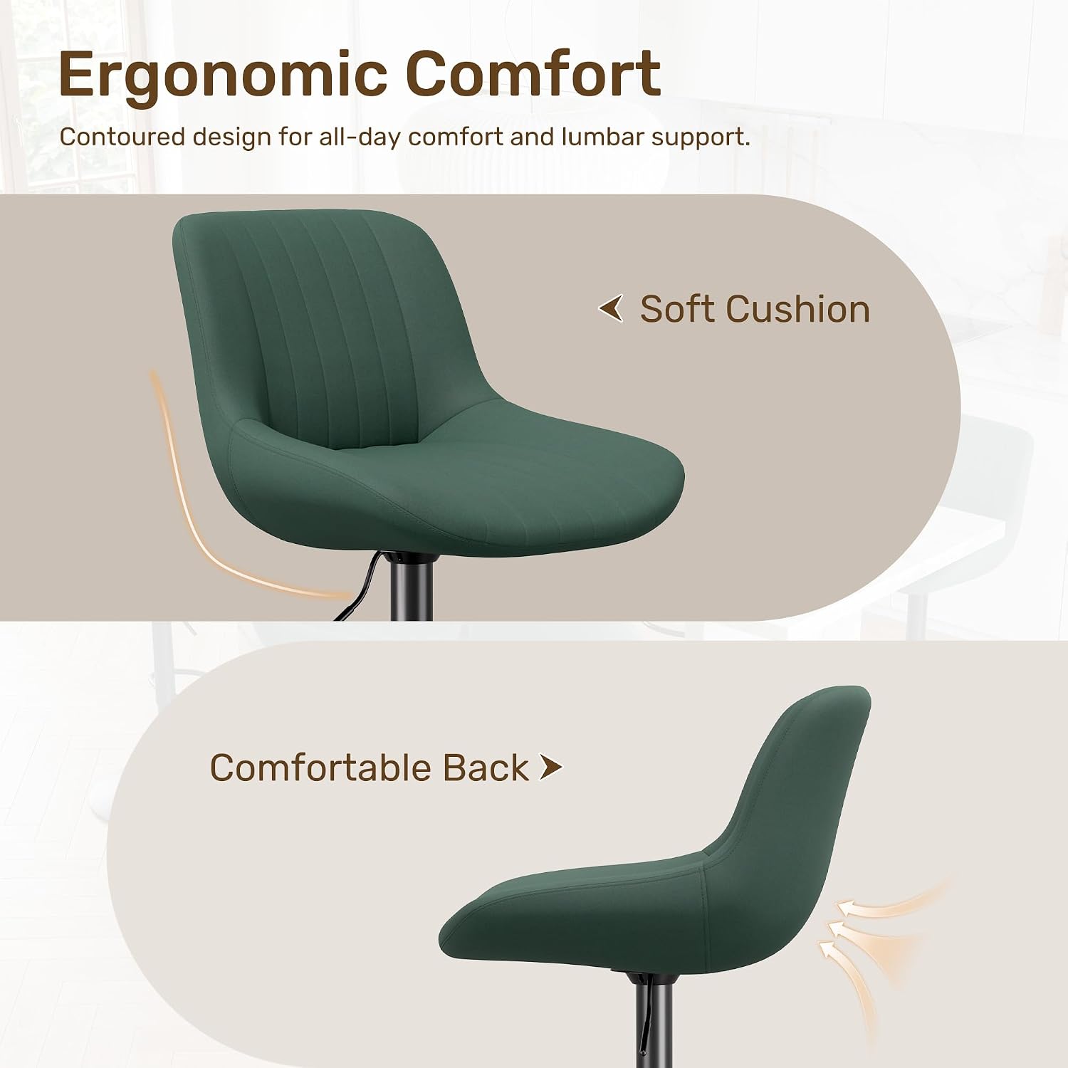 Green Swivel Adjustable Bar Stool Set