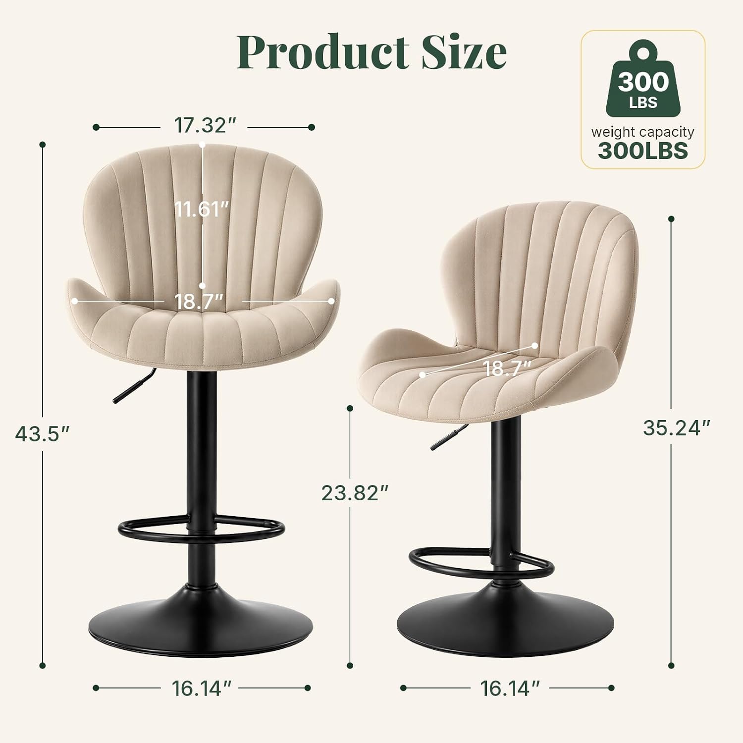 Fabric Swivel Adjustable Bar Stool Set