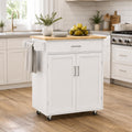 White Rolling Kitchen Island Storage Cart