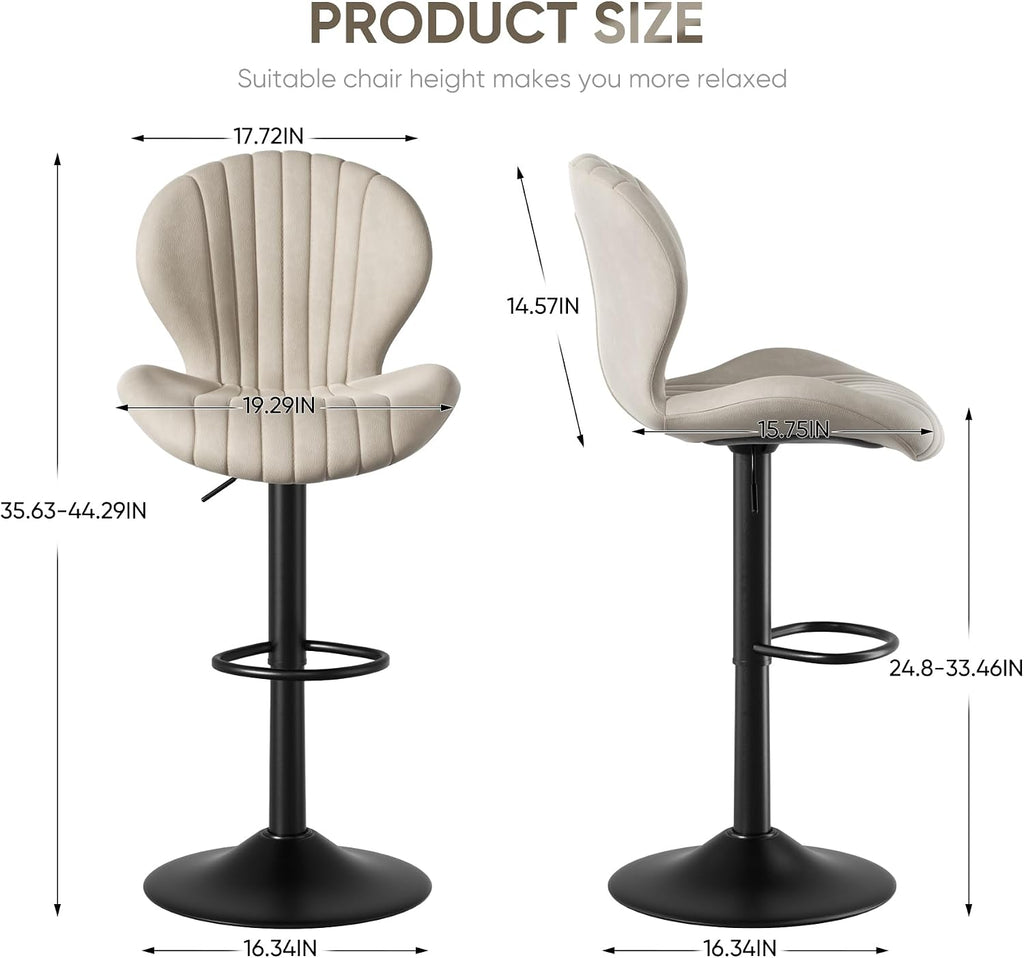 Light Khaki Swivel Fabric Bar Stool Set