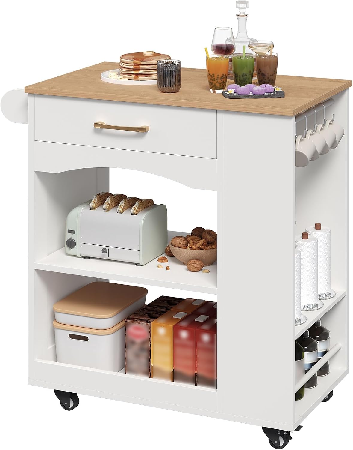 White Rolling Kitchen Island Storage Cart