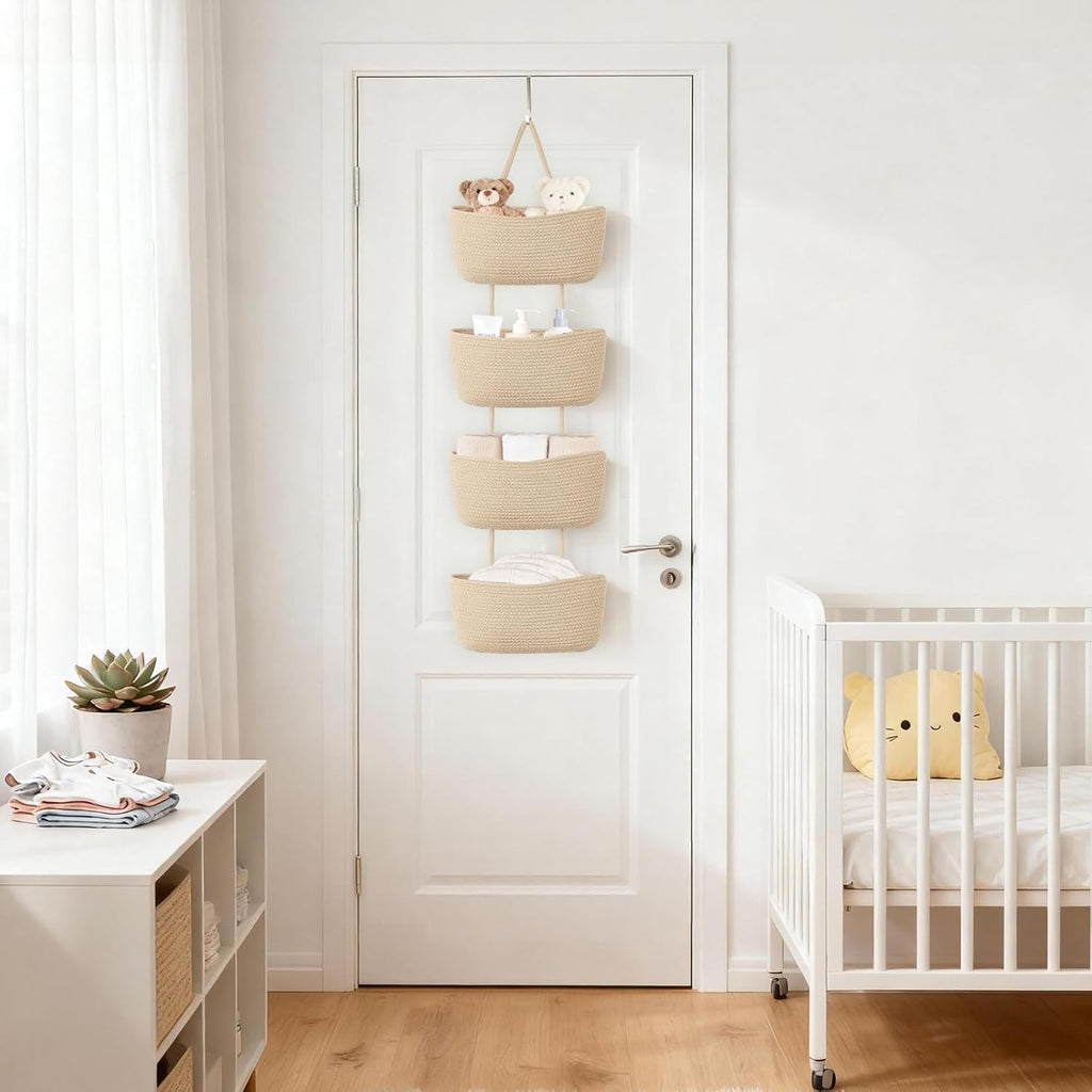 4‑Tier Jute Over‑Door Storage Basket