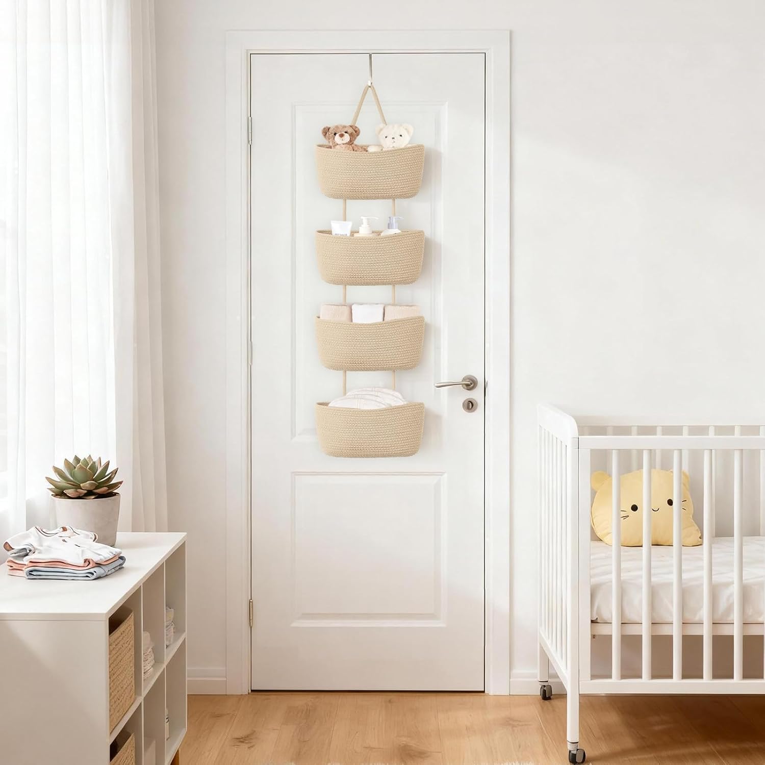 4‑Tier Jute Over‑Door Storage Basket