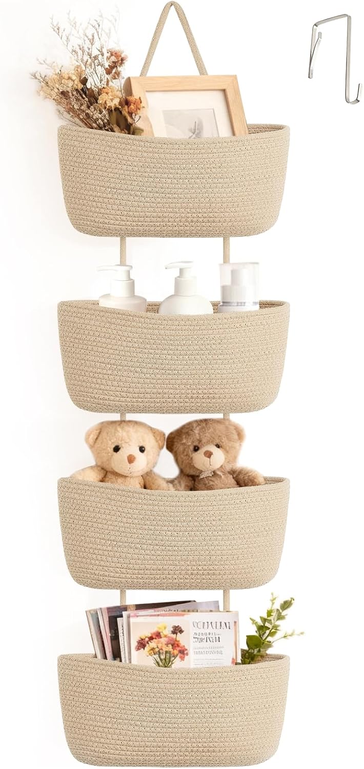4‑Tier Jute Over‑Door Storage Basket