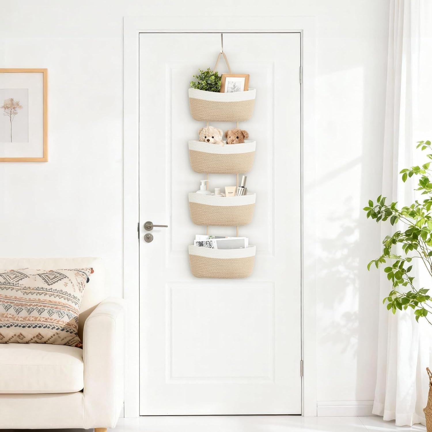 4‑Tier Jute Over‑Door Storage Basket