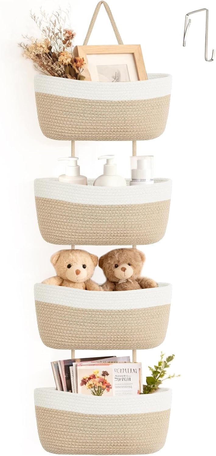 4‑Tier Jute Over‑Door Storage Basket