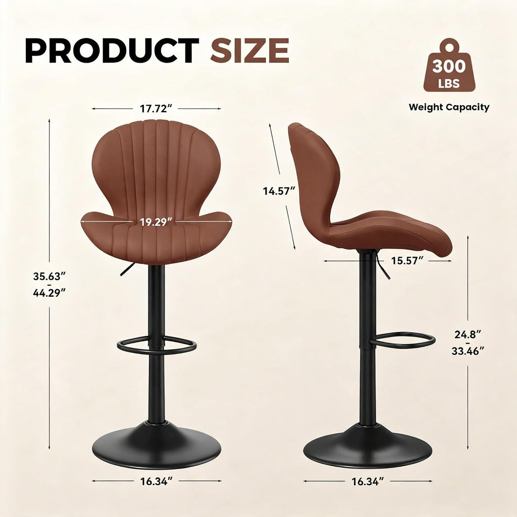Brown Modern Swivel Bar Stool Set