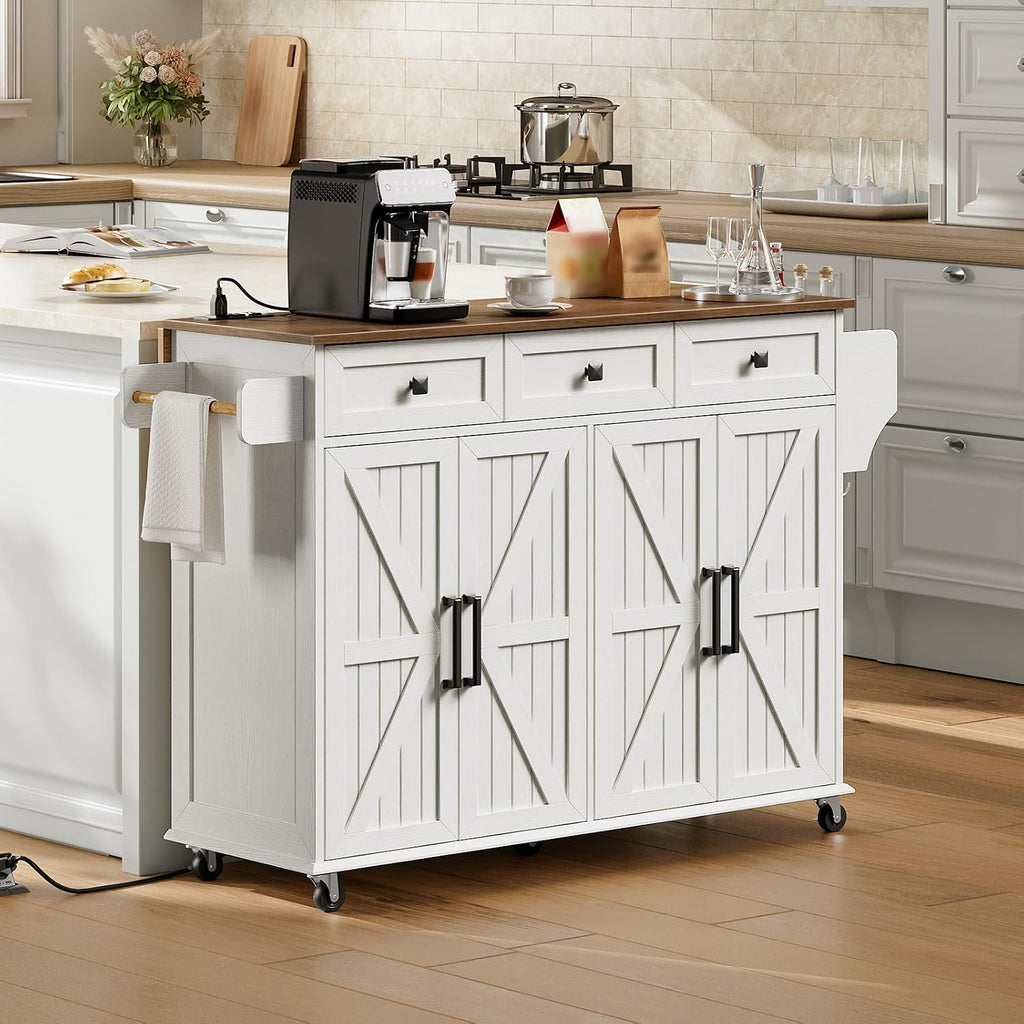 White Rolling Kitchen Island Storage Cart