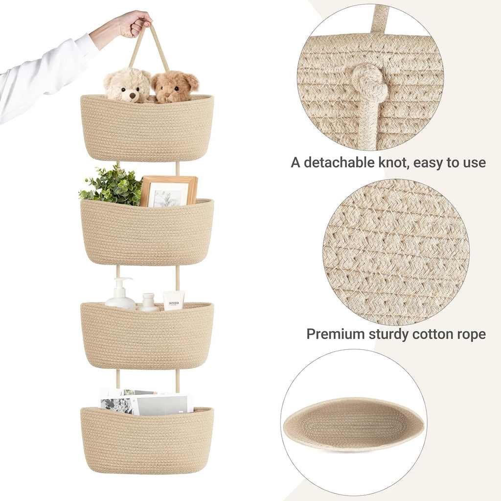 4‑Tier Jute Over‑Door Storage Basket