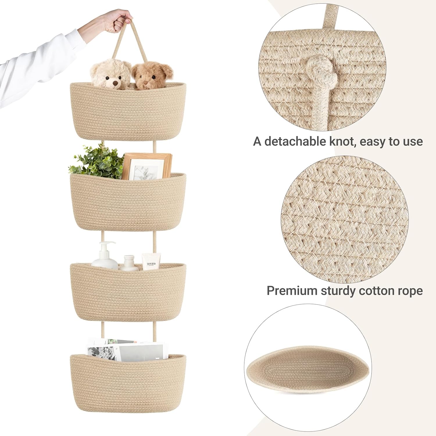 4‑Tier Jute Over‑Door Storage Basket