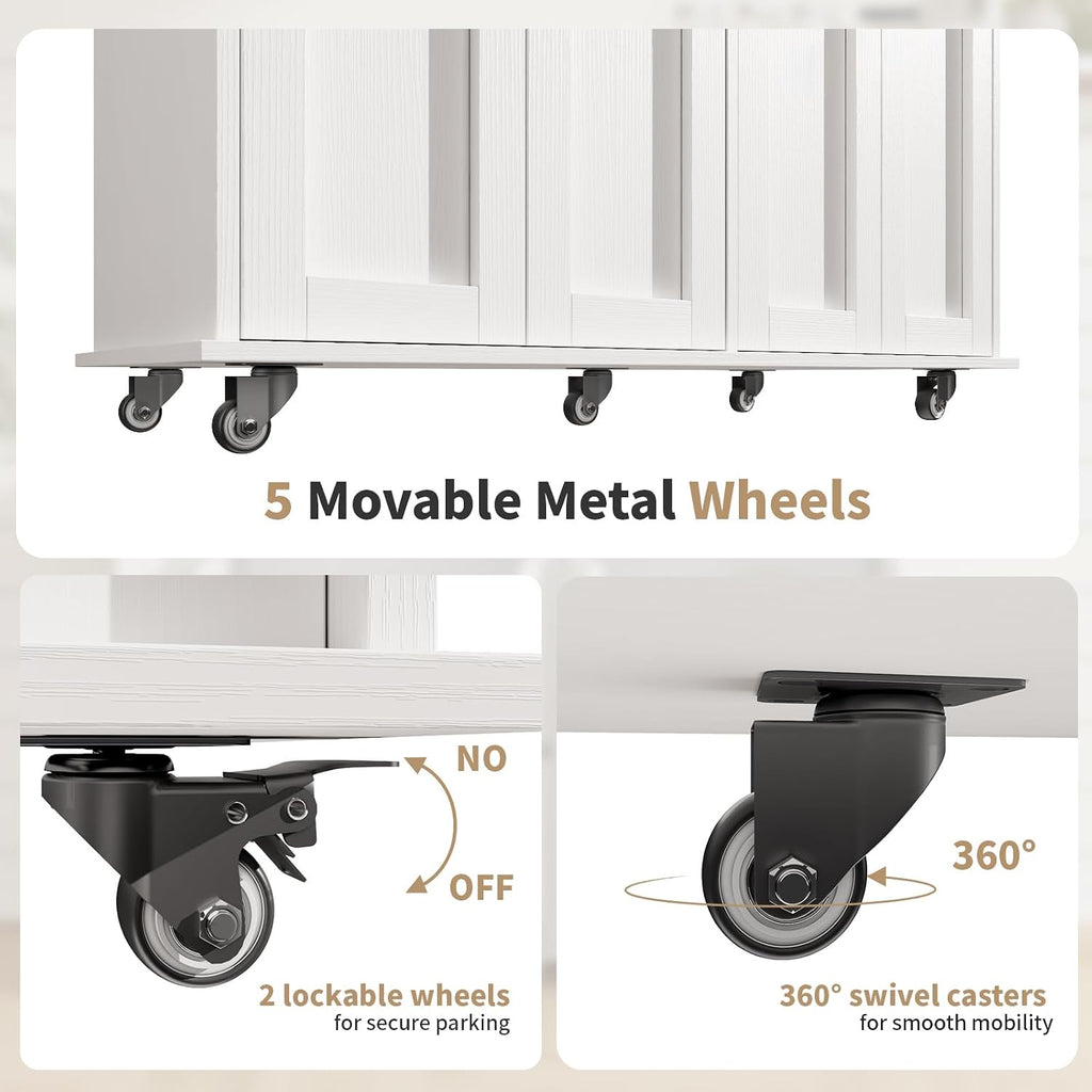 White Rolling Kitchen Island Storage Cart