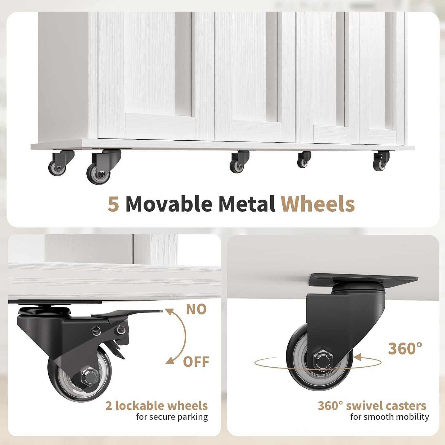 White Rolling Kitchen Island Storage Cart