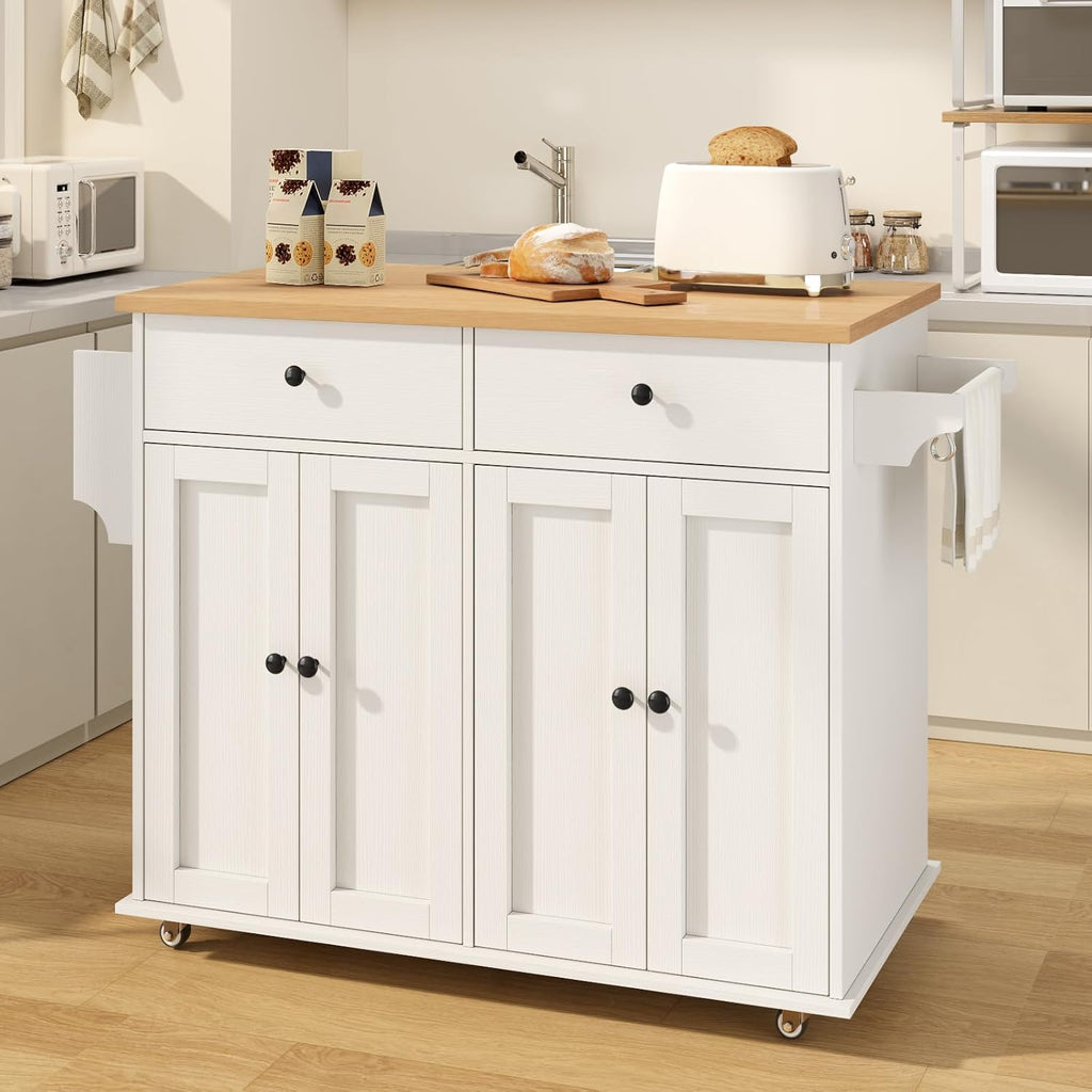 White Rolling Kitchen Island Storage Cart