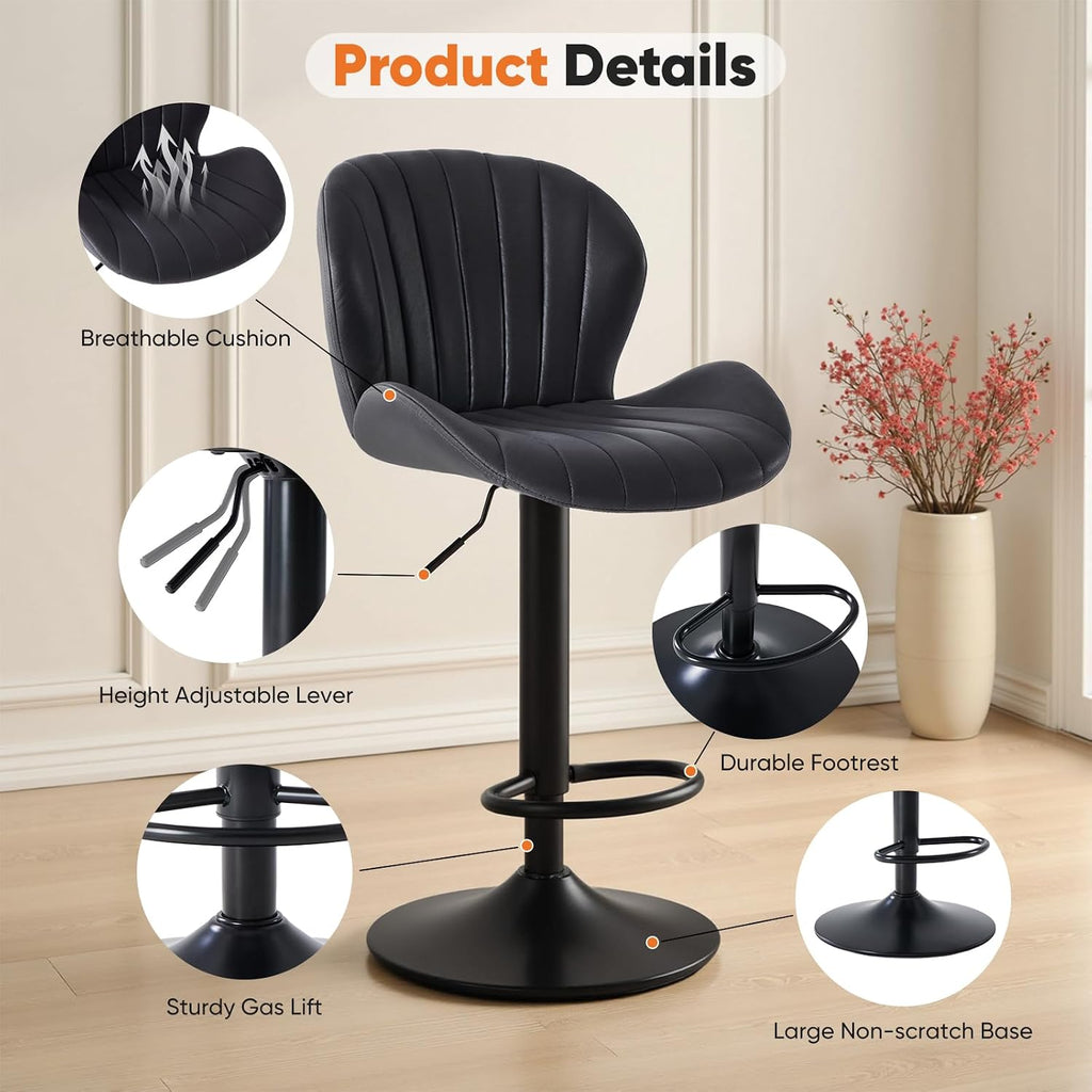 Fabric Swivel Adjustable Bar Stool Set