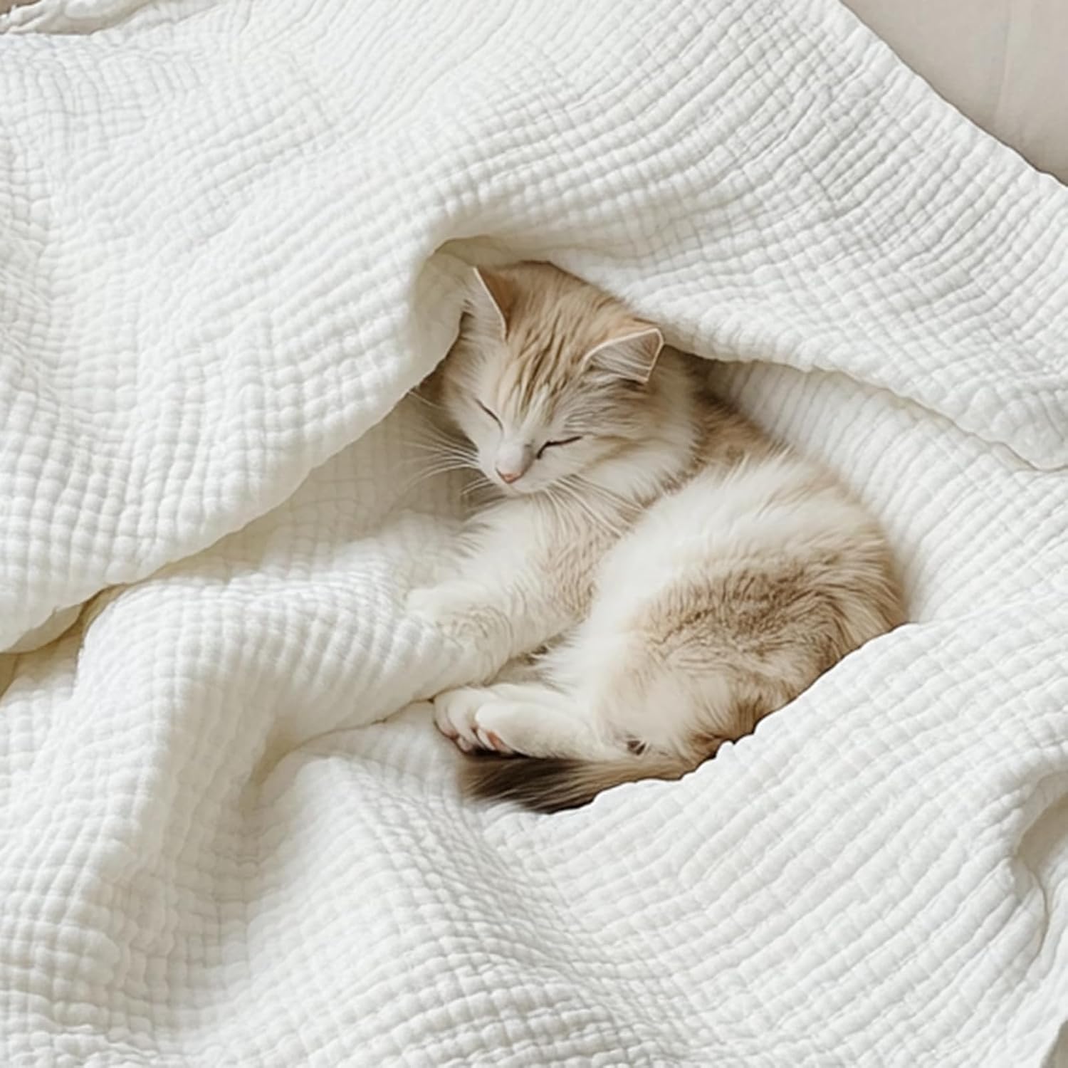 Ivory Cotton Muslin Sofa Throw Blanket