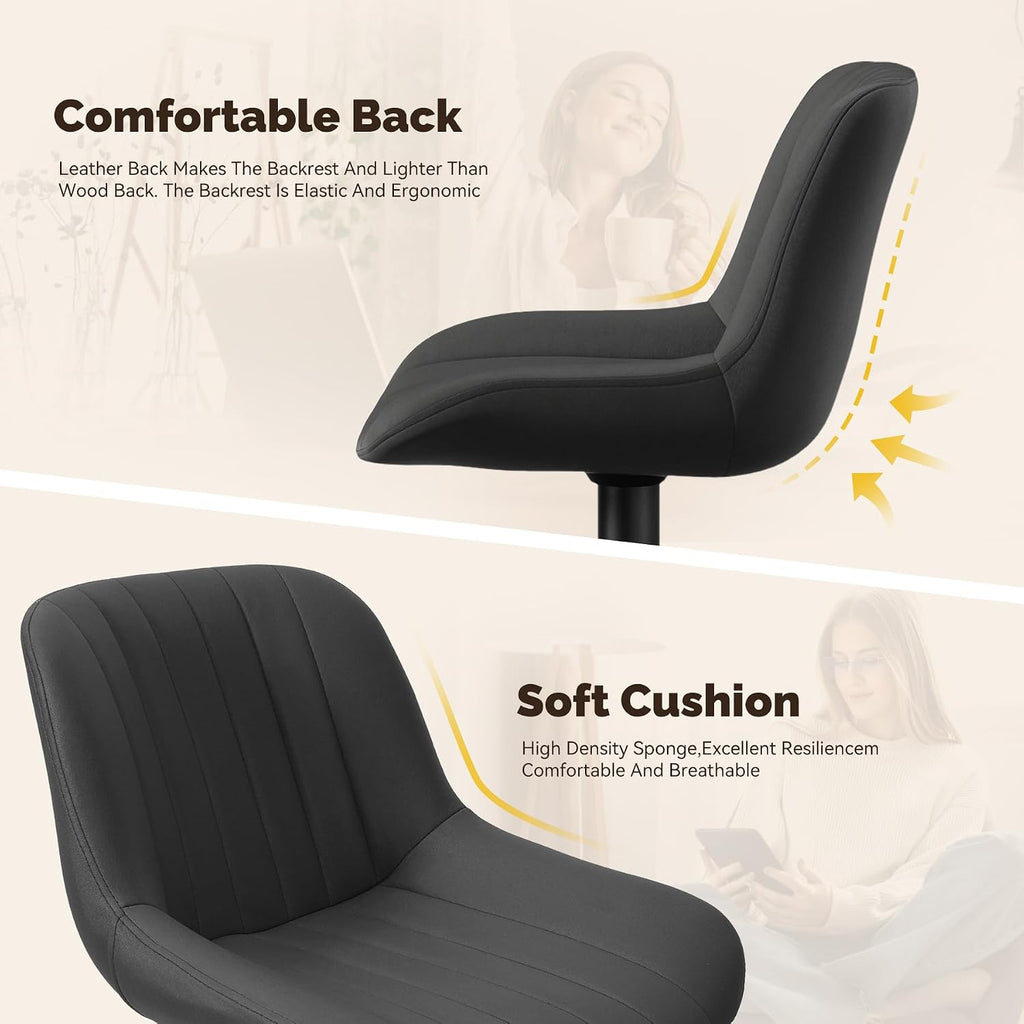 Black Swivel Fabric Bar Stool Set