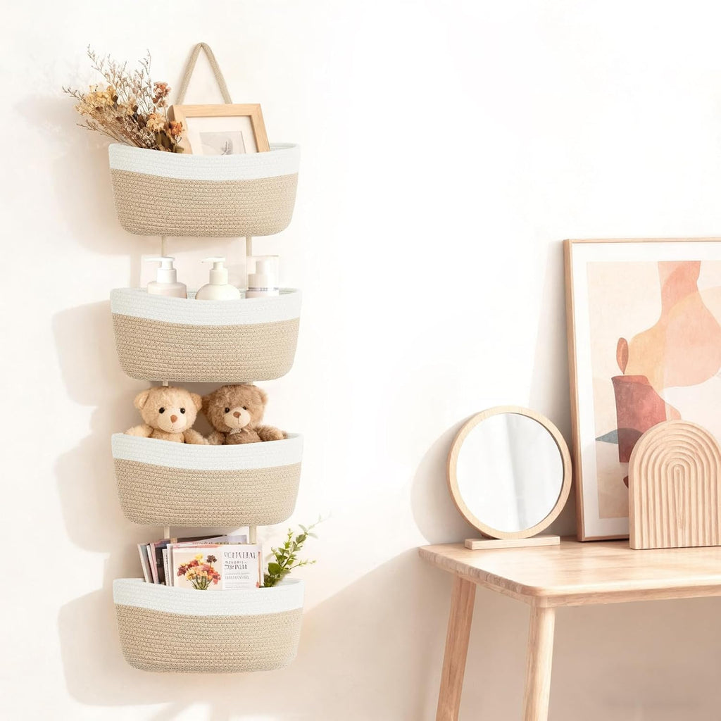 4‑Tier Jute Over‑Door Storage Basket