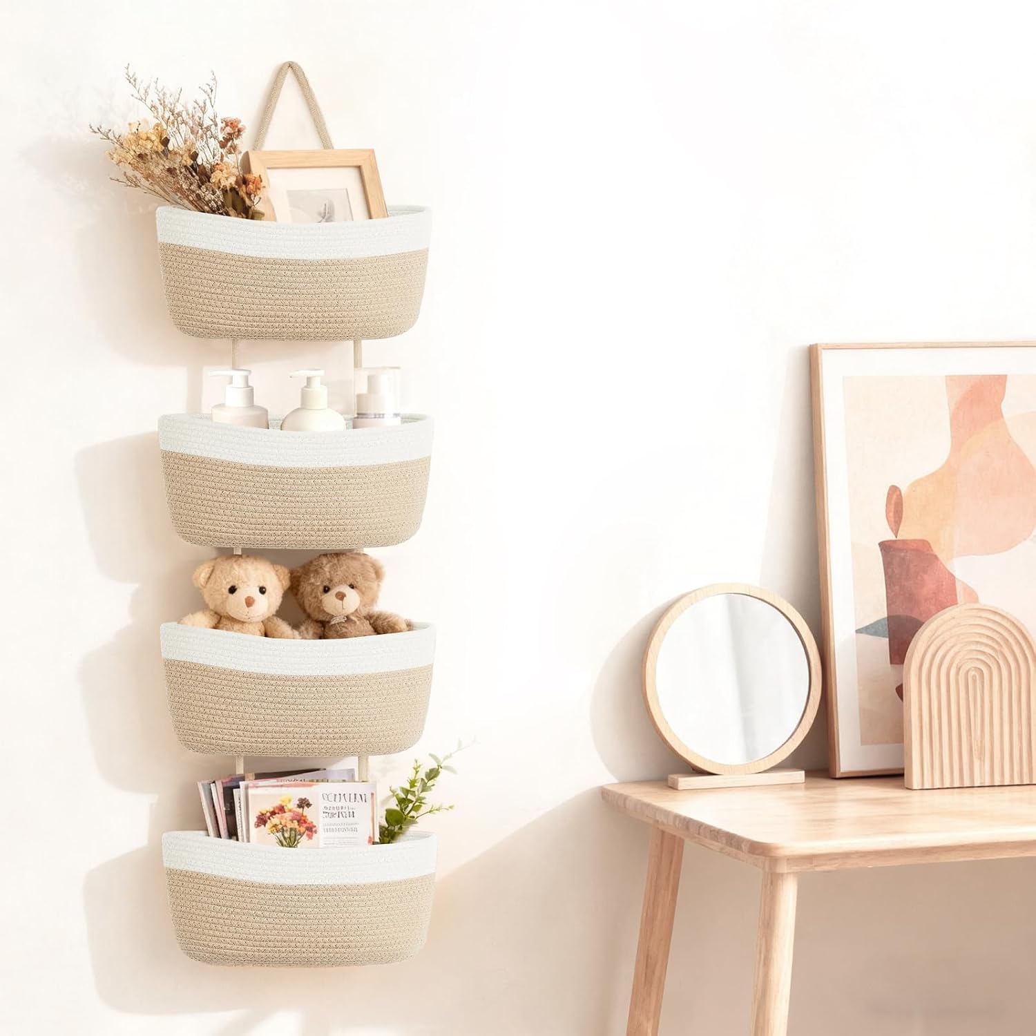 4‑Tier Jute Over‑Door Storage Basket