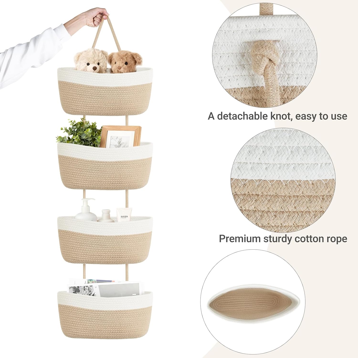 4‑Tier Jute Over‑Door Storage Basket