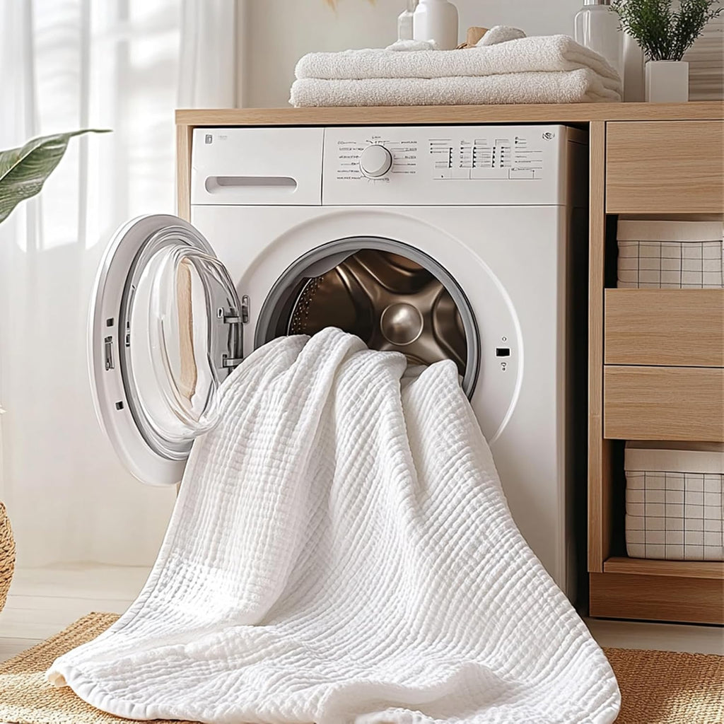 Ivory Cotton Muslin Sofa Throw Blanket