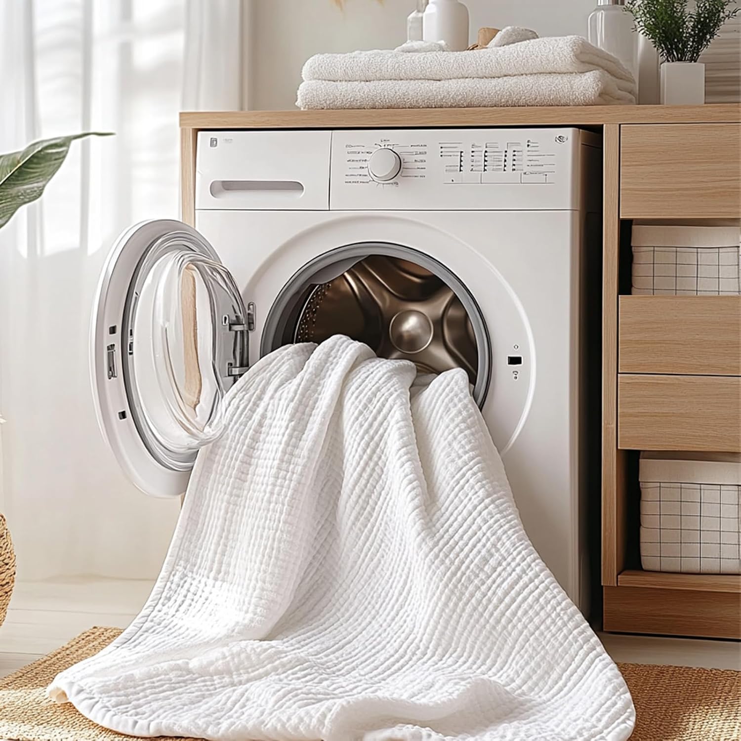 Ivory Cotton Muslin Sofa Throw Blanket