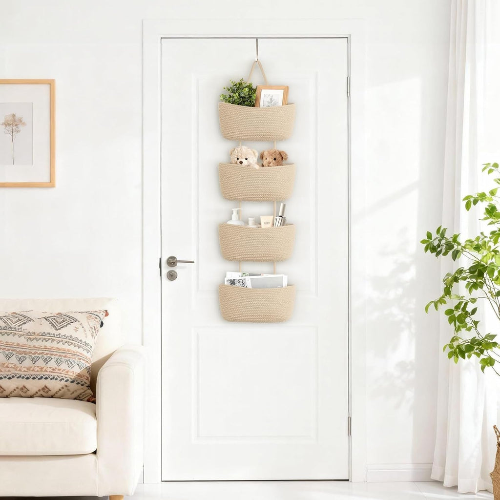 4‑Tier Jute Over‑Door Storage Basket