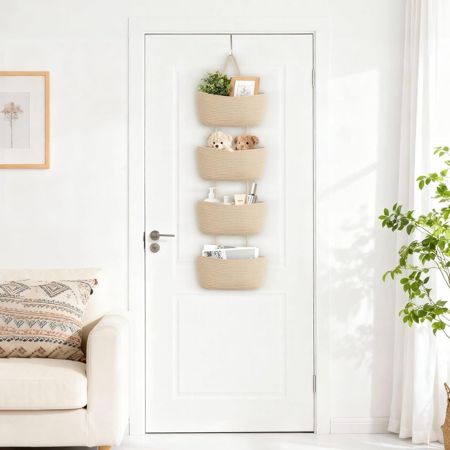 4‑Tier Jute Over‑Door Storage Basket