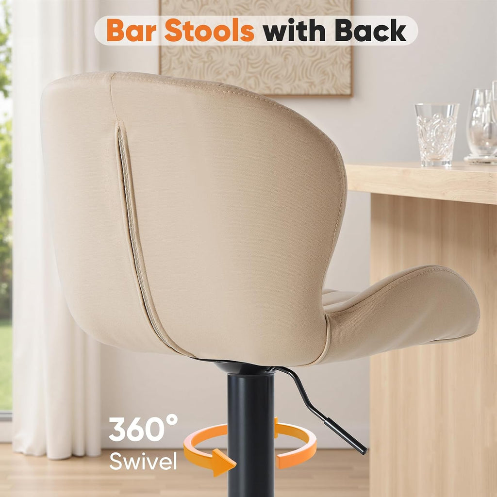 Fabric Swivel Adjustable Bar Stool Set