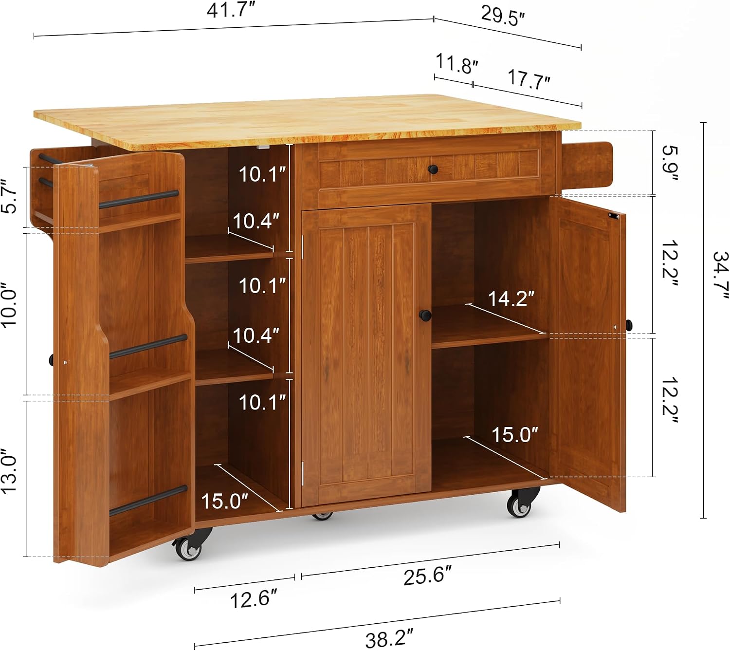 Brown Rolling Kitchen Island Storage Cart