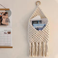 White Macrame Wall‑Mounted Mail Organizer