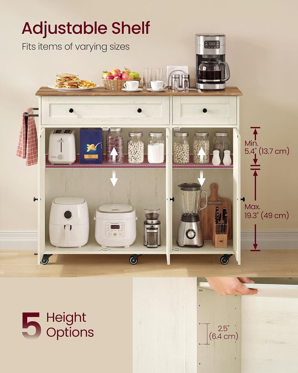 Wooden Rolling Kitchen Island Storage Cart
