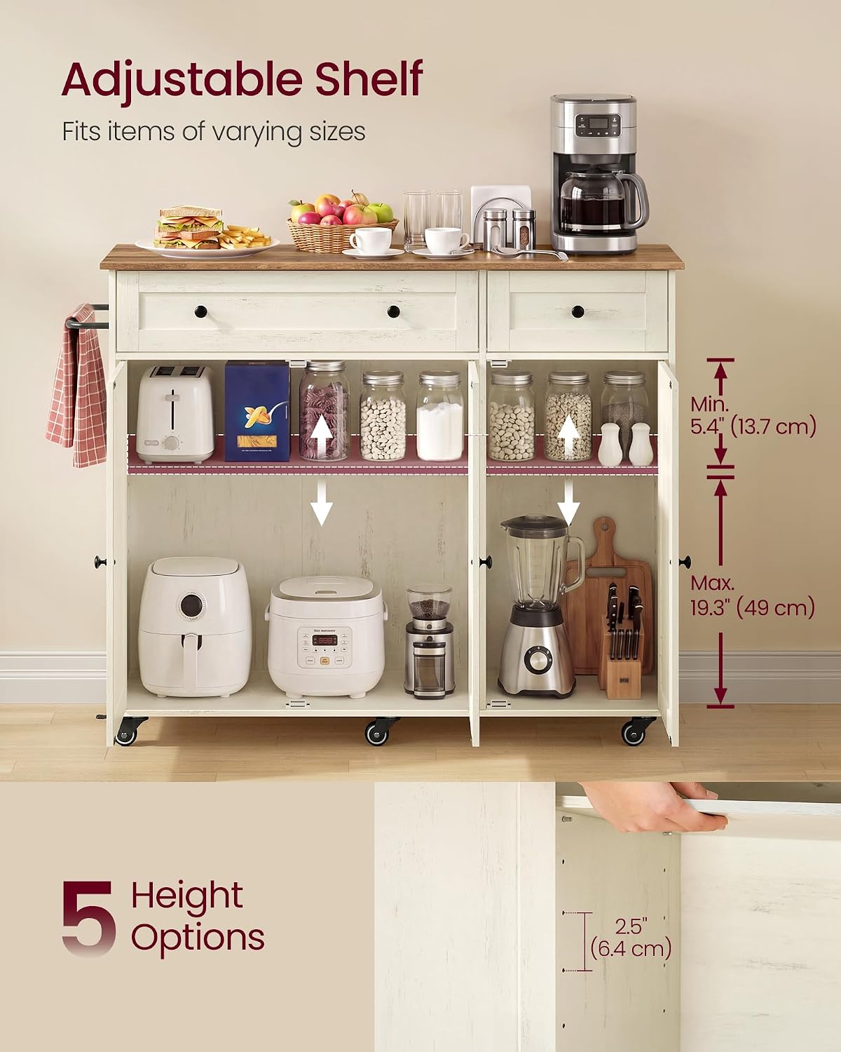 Wooden Rolling Kitchen Island Storage Cart