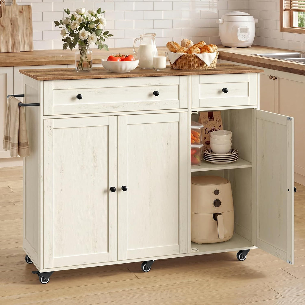 Wooden Rolling Kitchen Island Storage Cart