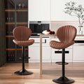 Brown Modern Swivel Bar Stool Set