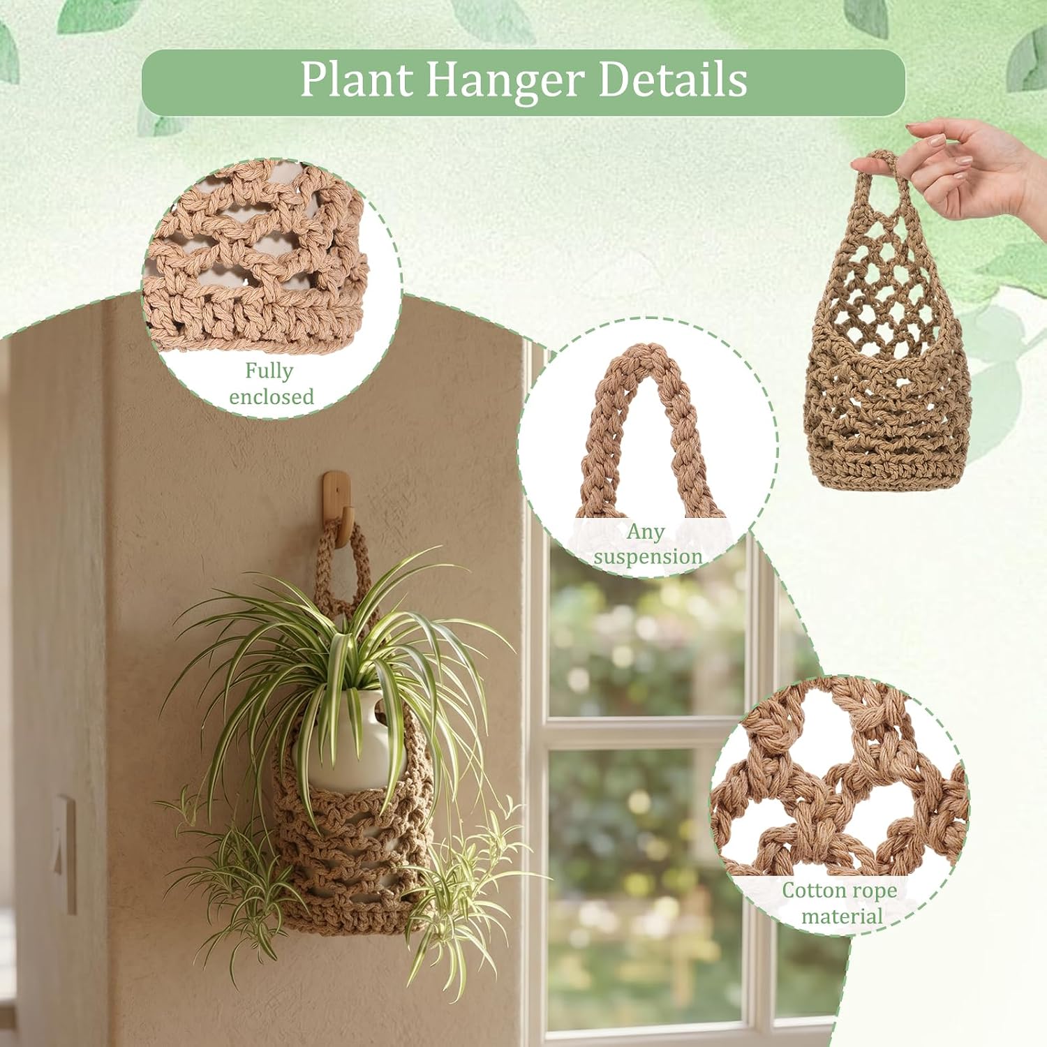 Brown Macrame Wall Hanging Plant Planters