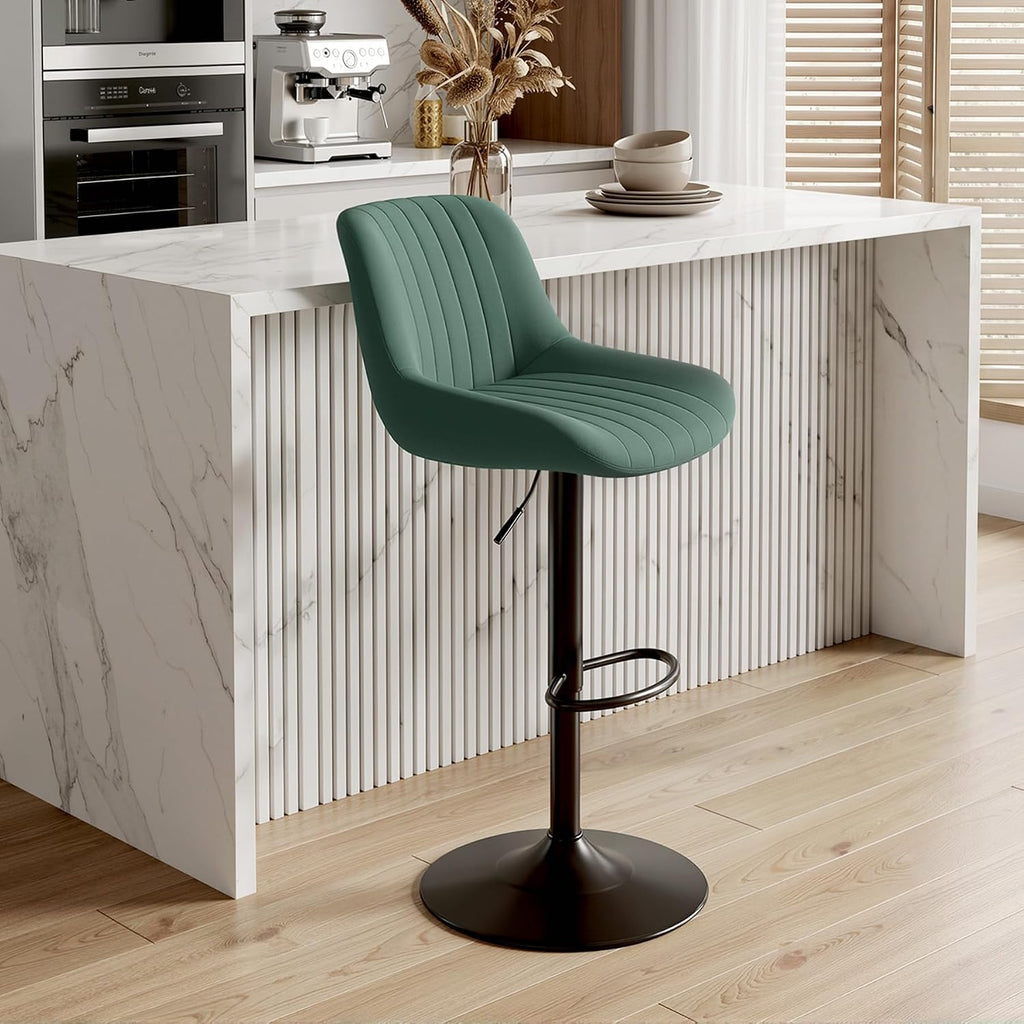 Green Swivel Adjustable Bar Stool Set