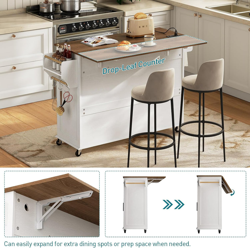 White Rolling Kitchen Island Storage Cart