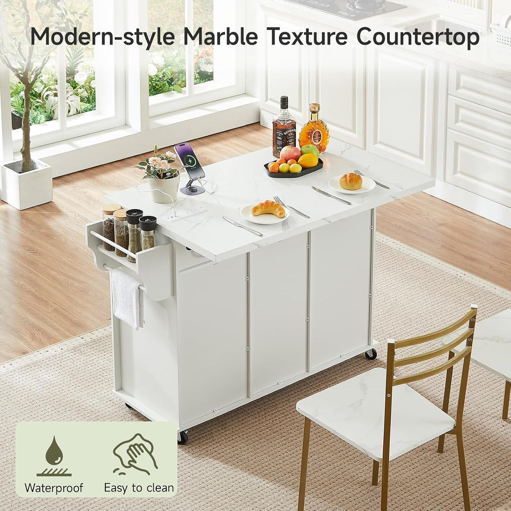 White Rolling Kitchen Island Storage Cabinet