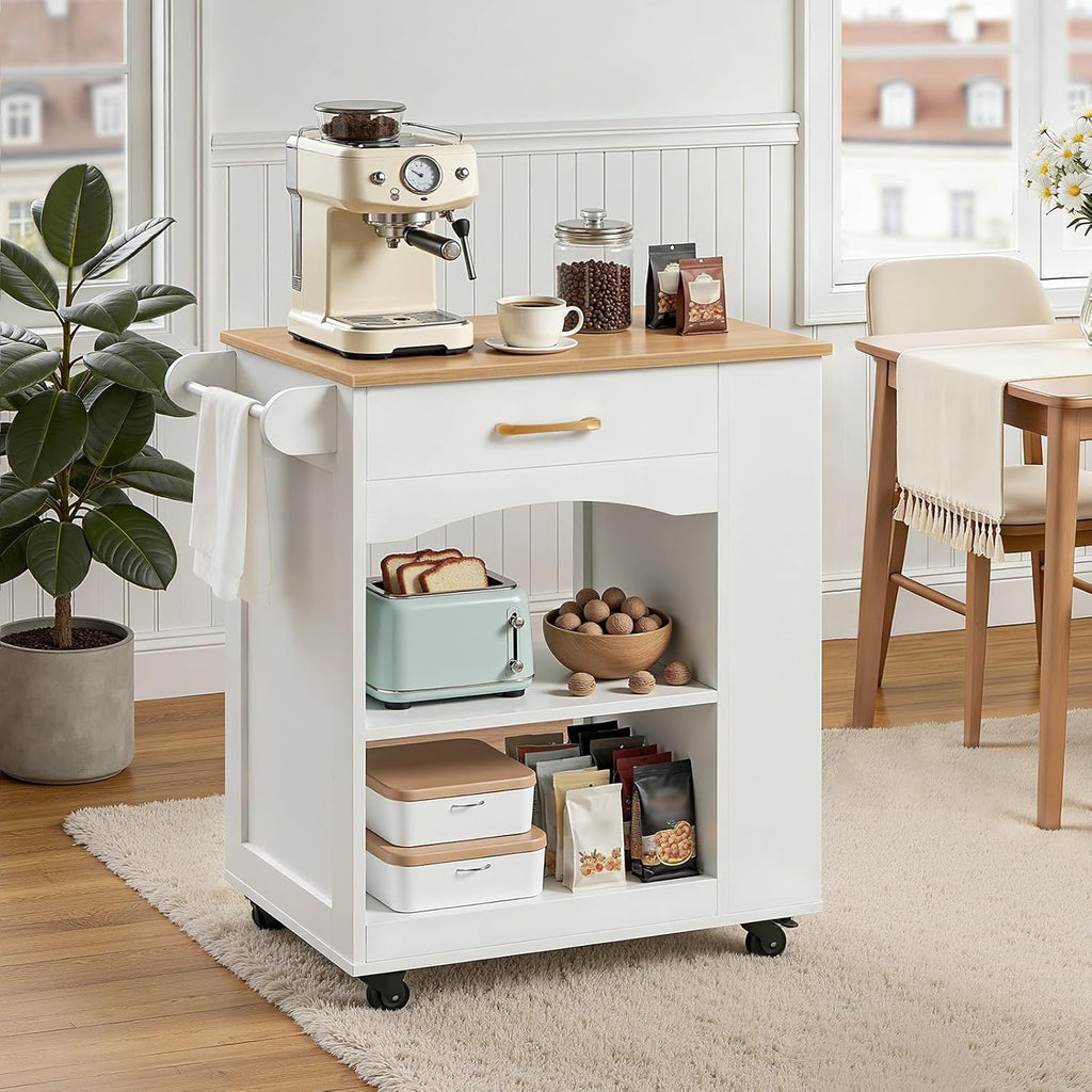 White Rolling Kitchen Island Storage Cart