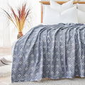 Blue Boho Muslin Cotton Twin Blanket