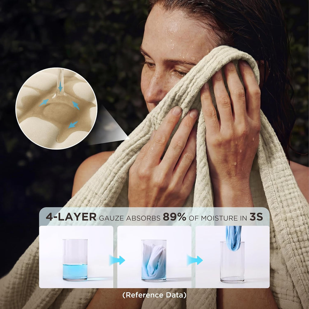 Beige Cotton Muslin Throw Blanket