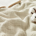Beige Cotton Muslin Throw Blanket