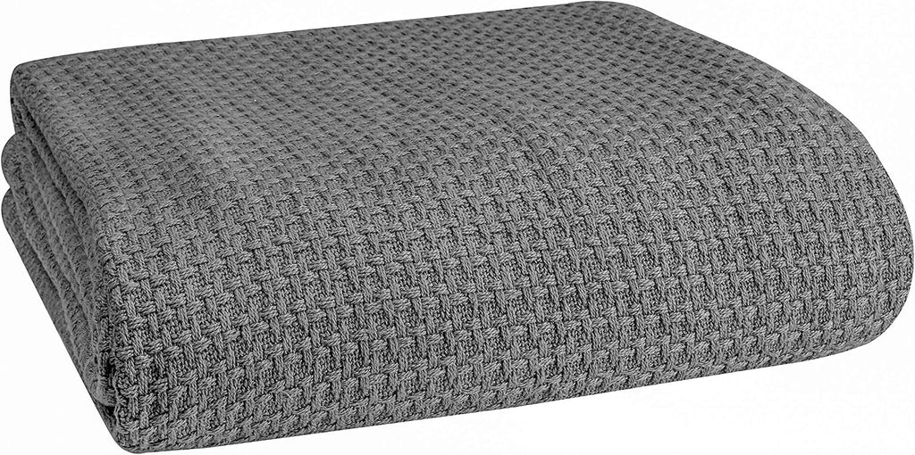 Grey Cotton Thermal Twin Bed Blanket