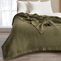 Olive Cotton Waffle King Bed Blanket