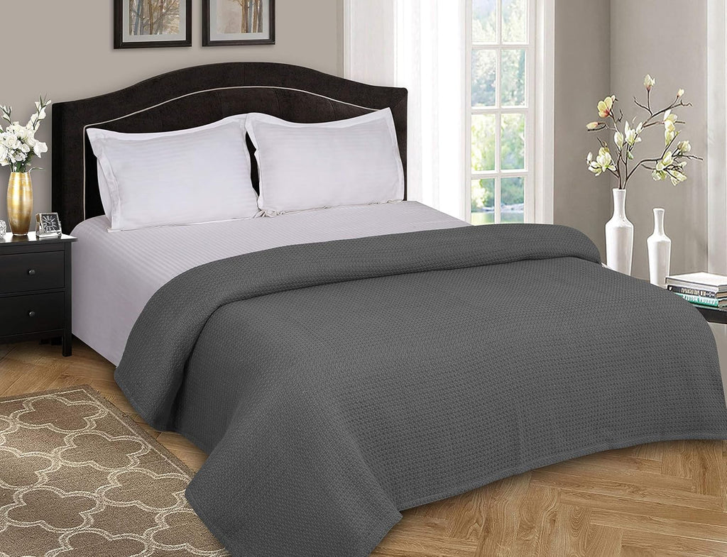 Grey Cotton Thermal Twin Bed Blanket